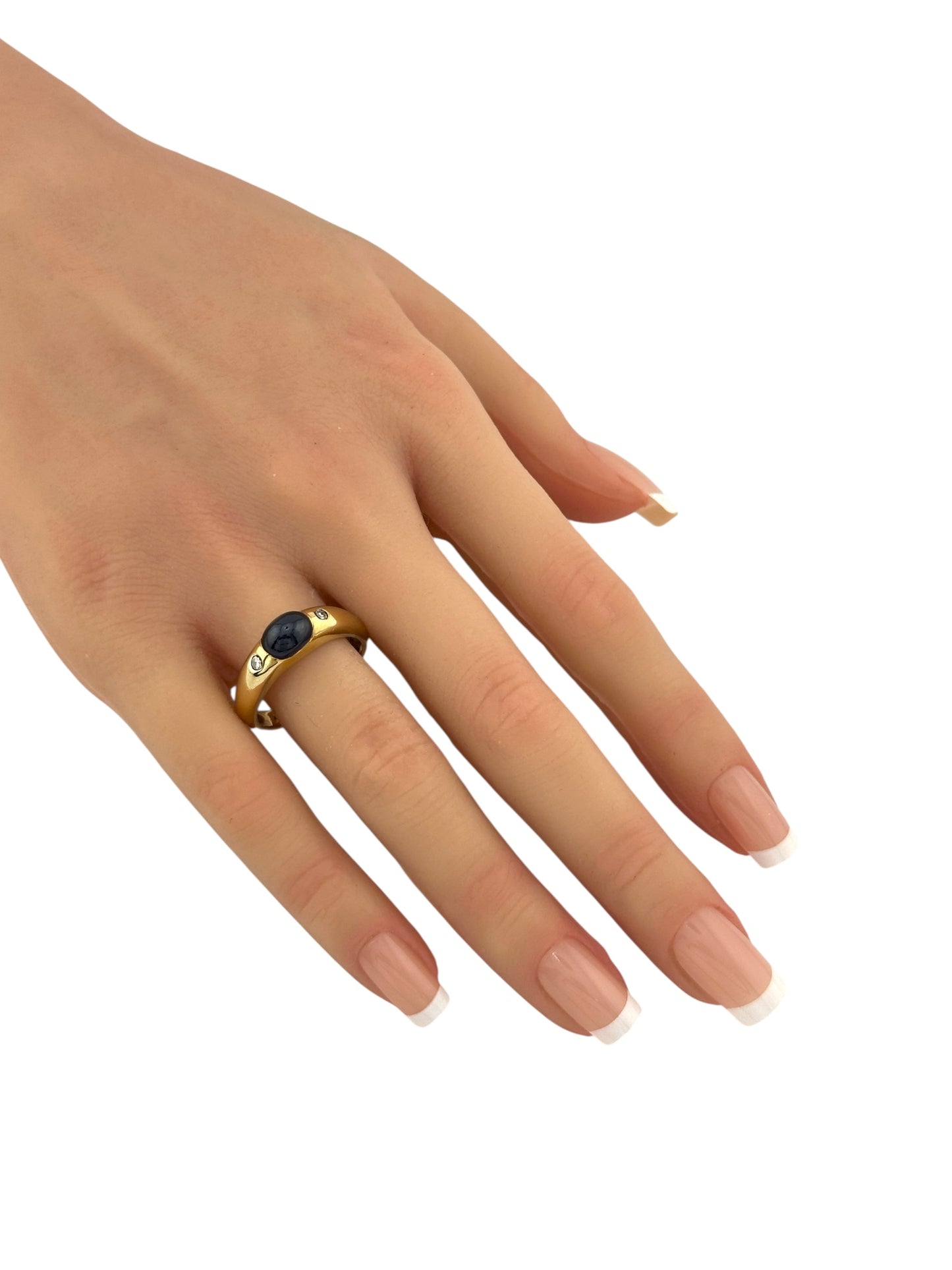 Vintage 14K Yellow Gold Ring with Blue Sapphire and Diamonds