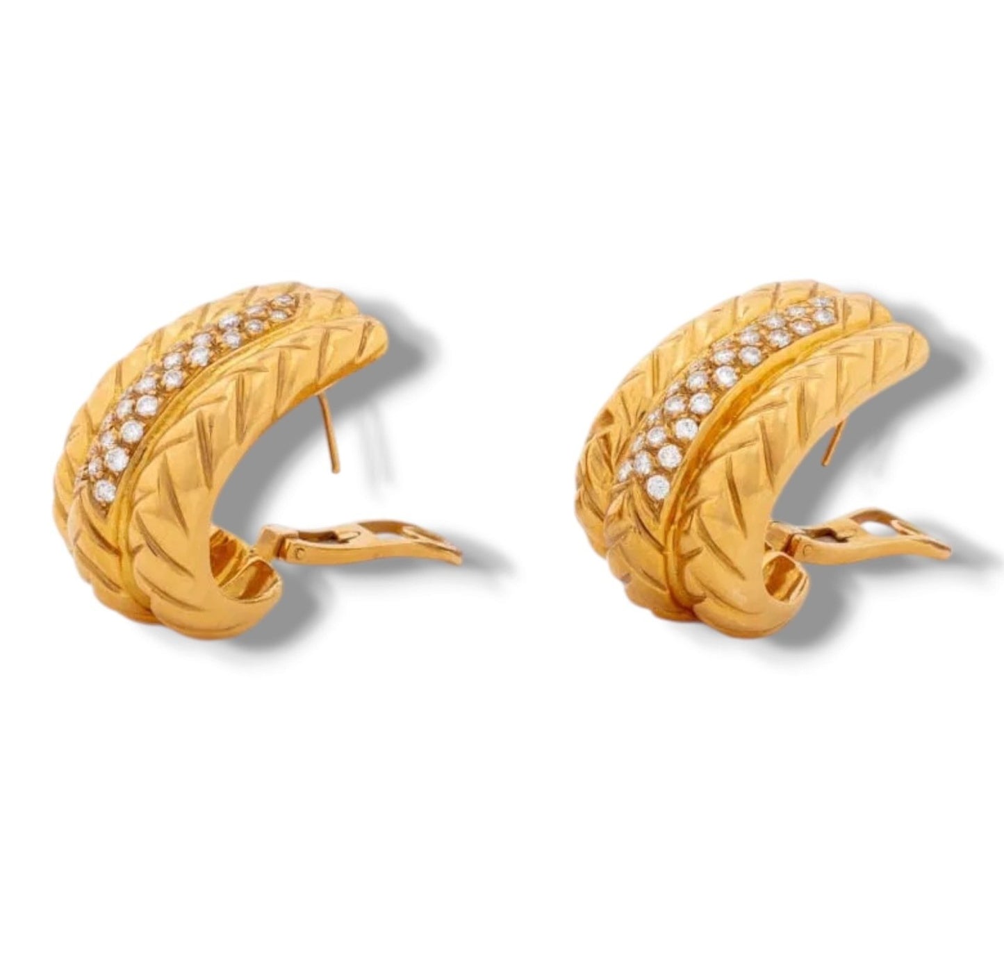 Vintage 18K Yellow Gold & 1.08ct Diamond Huggie Earrings