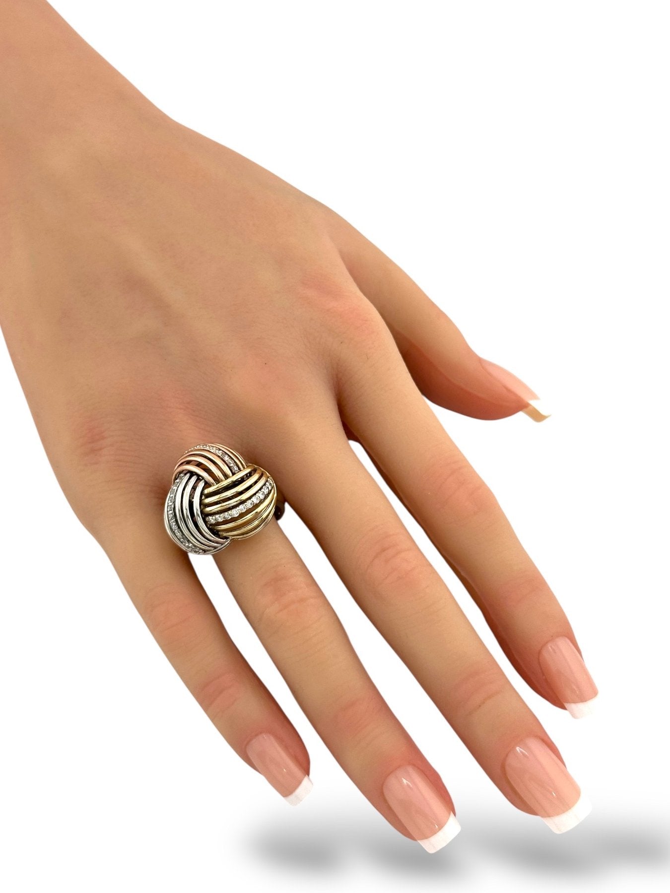 Ancora Designs 18K Tri-Color Gold Cocktail Ring with Diamonds