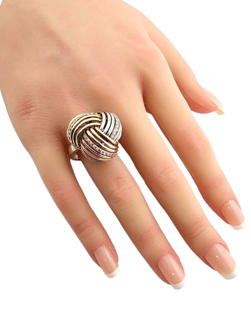 14 kt. Rose gold, White gold, Yellow gold, Ancora Designs Diamond 18K Yellow Gold Cocktail Multi Color Diamond Ring Diamond (Natural)