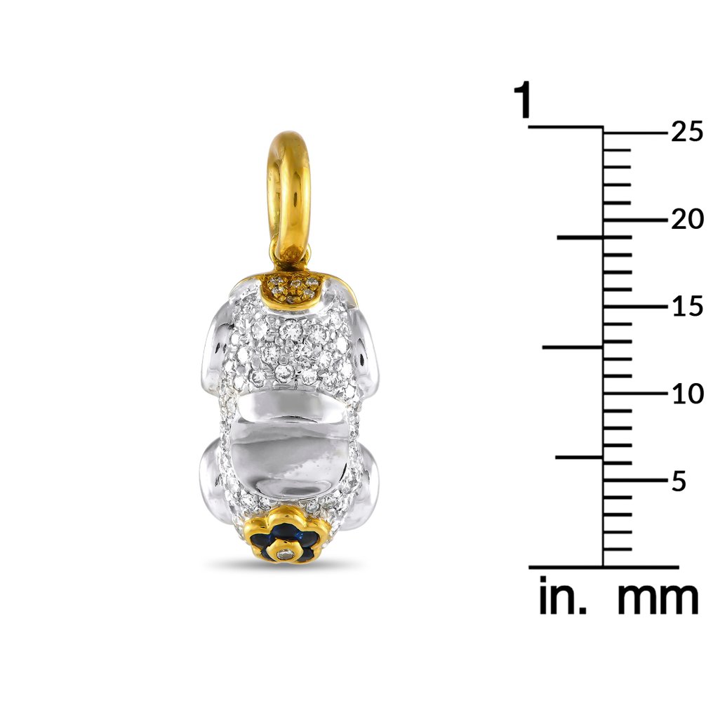 Aaron Basha - Charm bracelet - 18 kt. White gold, 18K Yellow and White Gold Diamond and Sapphire Enamel Car Charm