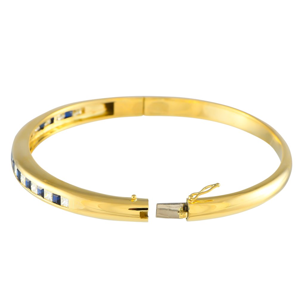 Bracelet - 18 kt. Yellow gold, Beautiful 18K Yellow Gold 1.50ct Diamond and Sapphire Bracelet 25.3g - 3.30ct. tw. Diamond (Natural)