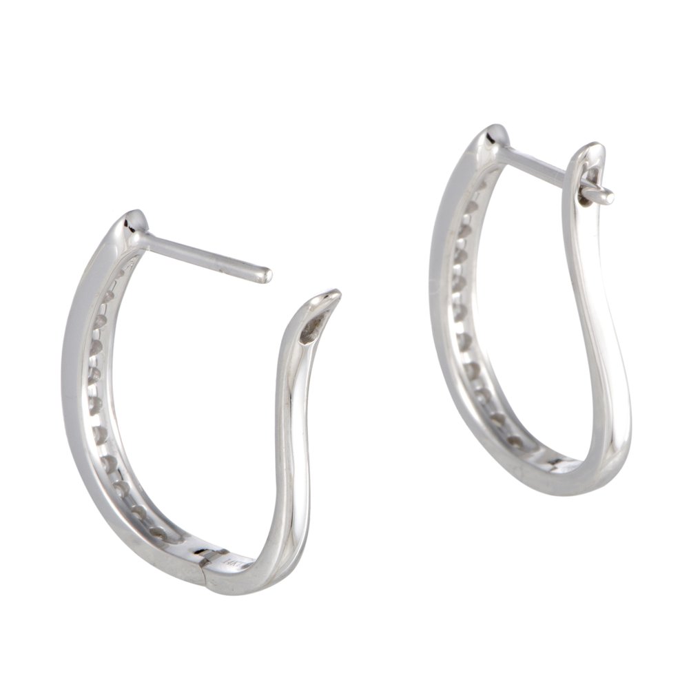 14K White Gold 0.50ct. Diamond Oval Hoop Earrings
