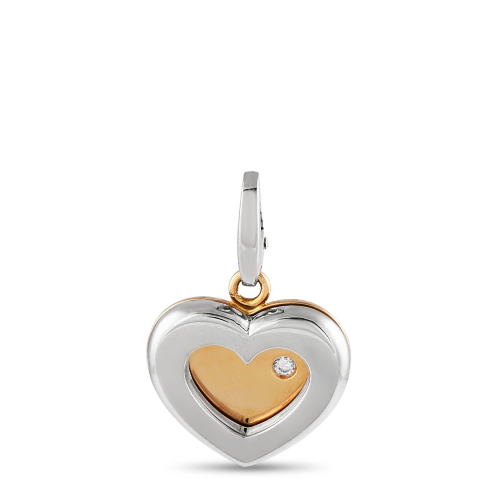 Cartier - Pendant - 18 kt. White gold, CARTIER Limited Edition 18K Yellow Gold Diamond Heart Charm