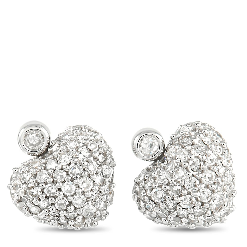 14K White Gold 0.25ct. Diamond Heart Stud Earrings