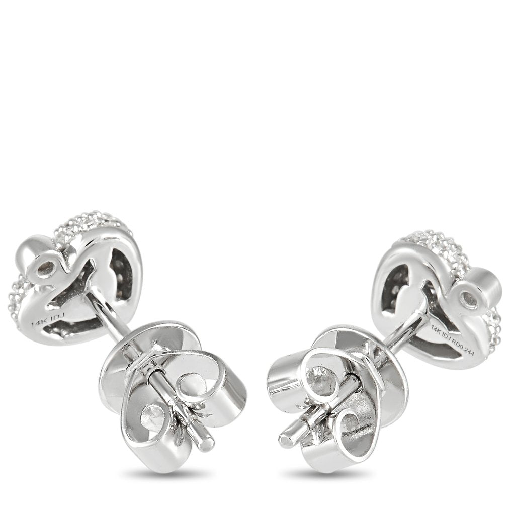 14K White Gold 0.25ct. Diamond Heart Stud Earrings