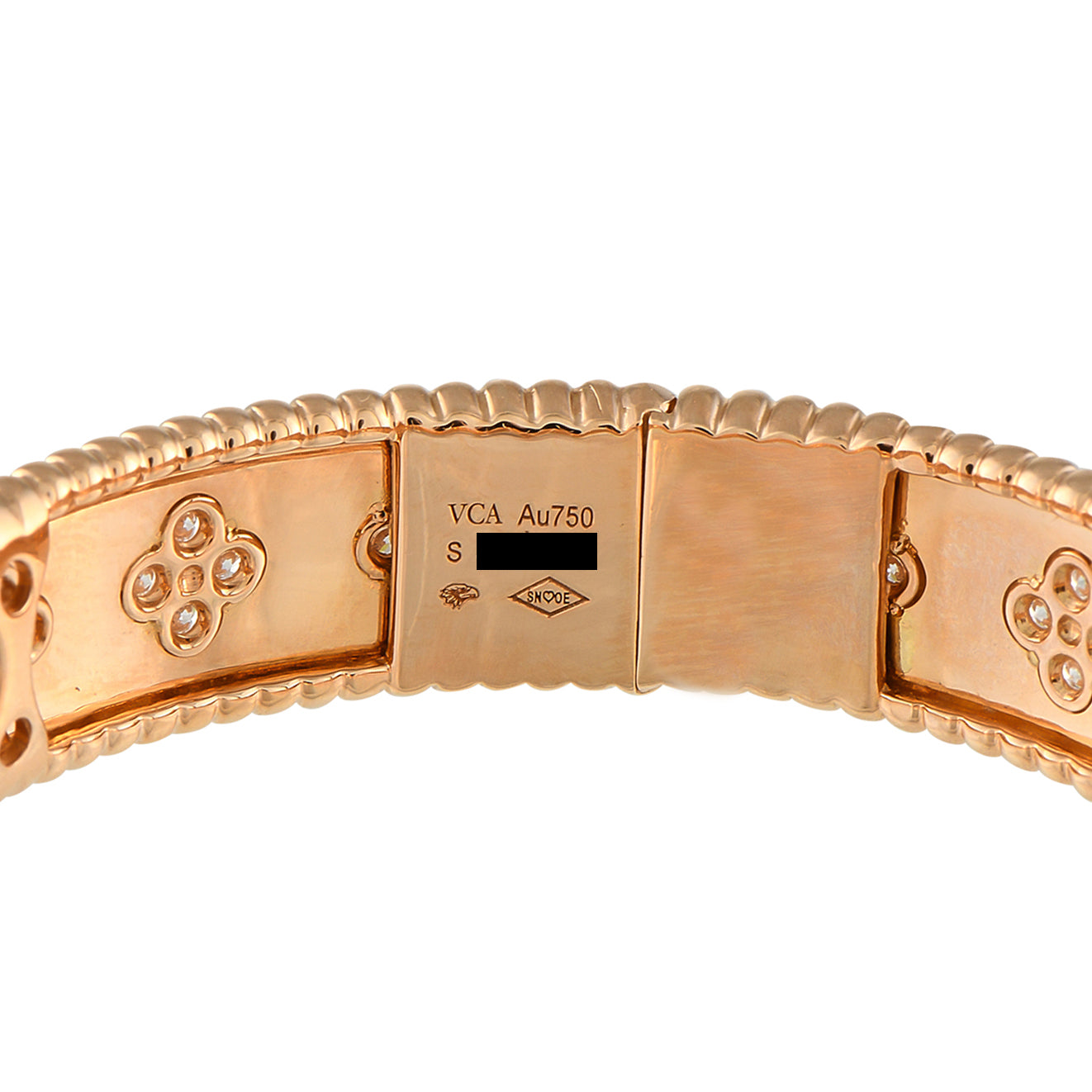 Van Cleef & Arpels Perlée Clovers 18K Rose Gold Diamond Bracelet Size Small