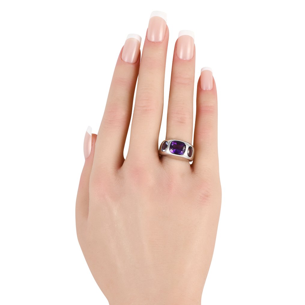 Chanel - Ring - 18 kt. White gold, Coco Mini 18K White Gold Amethyst and Tourmaline Ring