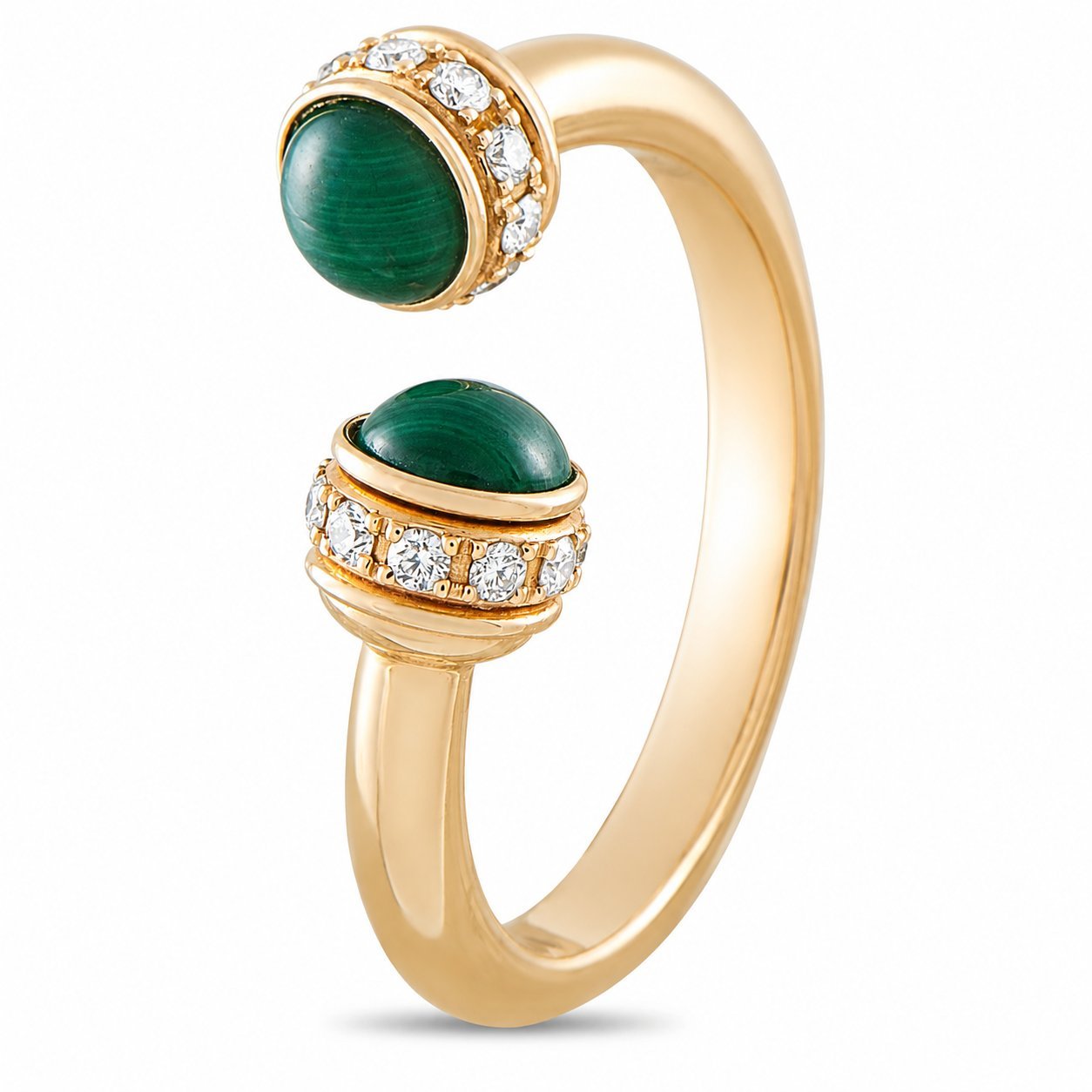 Piaget Possession yellow gold ring with chrysoprase cabochons and diamond accents