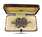 K. Faberge 56K Rose Gold Amethyst and Diamond Brooch