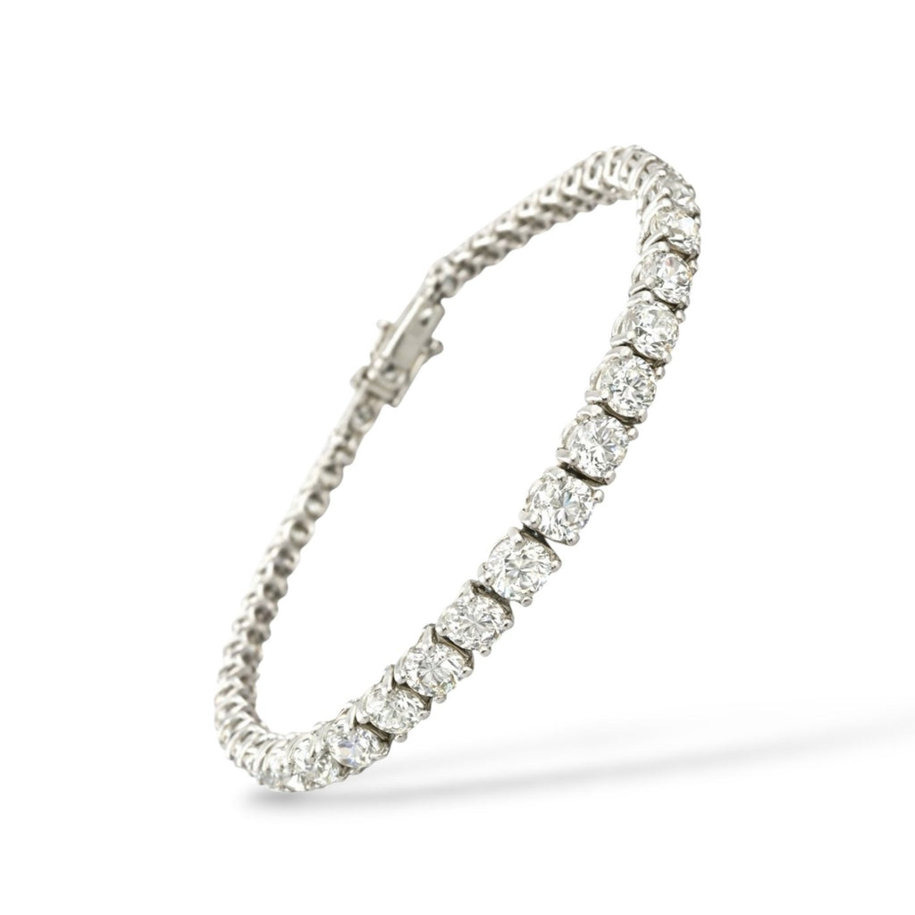 Certified 14K White Gold 12.3ct Diamond Tennis Bracelet