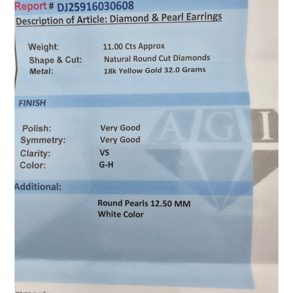 18K Gold and 11ct Diamonds Earrings