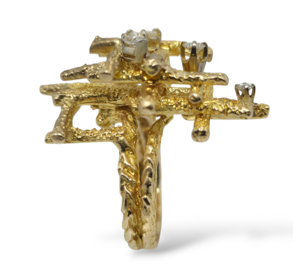 Large 14K Yellow Gold and 0.56ct Diamond Ring