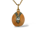 Imperial Russian Period 56K Gold Enamel and Diamond Egg Pendant