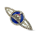 K. Faberge Imperial Russian 56 Rose Gold Romanov 300 Year Anniversary 1.70ct Diamond and Ruby Brooch