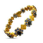 14K Yellow Gold 9.5ct Sapphire Floral Motif Bracelet