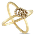 18K yellow gold diamond ring with prong-set cluster on sculpted band