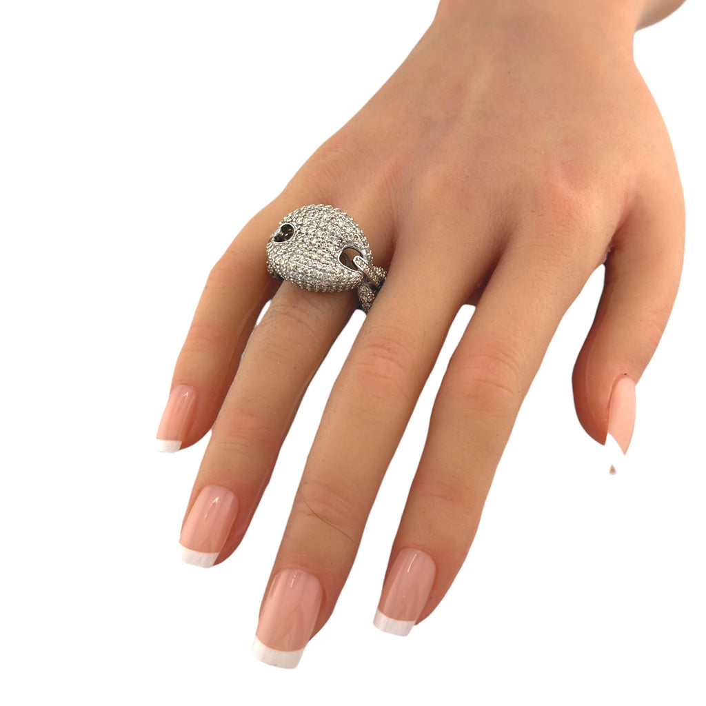 14K White Gold Sculptural 4.23ct Diamond Cocktail Ring