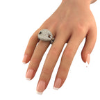 14K White Gold Sculptural 4.23ct Diamond Cocktail Ring
