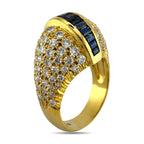 18K Yellow Gold Ring with Emerald-Cut Natural Sapphires and 2.1ct Diamonds