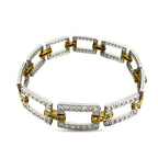 18K Yellow Gold and Platinum 5.54ct  Diamond & Yellow 1.08 Sapphire Link Bracelet -  5.54ct. tw. Diamond (Natural)  - Sapphire