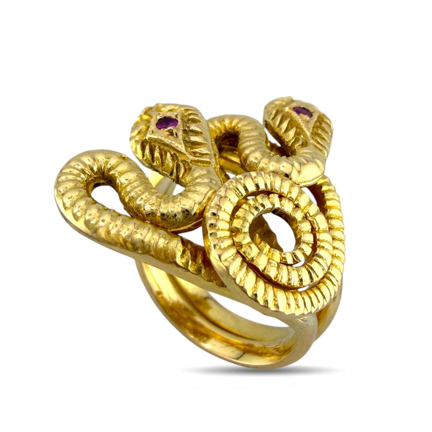 18K Yellow Gold Ruby Serpenti Double Head Ring