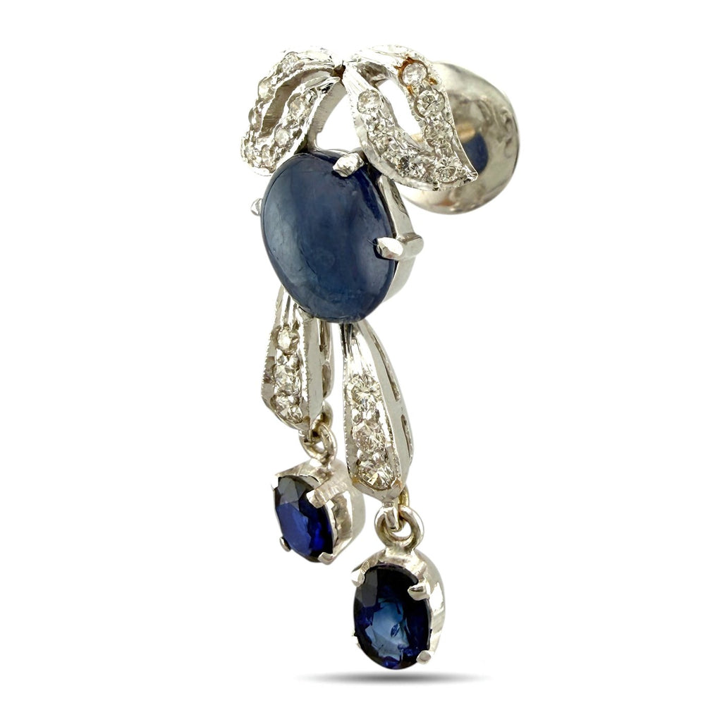 14K White Gold 9.20ct Sapphire and 1.90ct Diamond Necklace and Earring Set