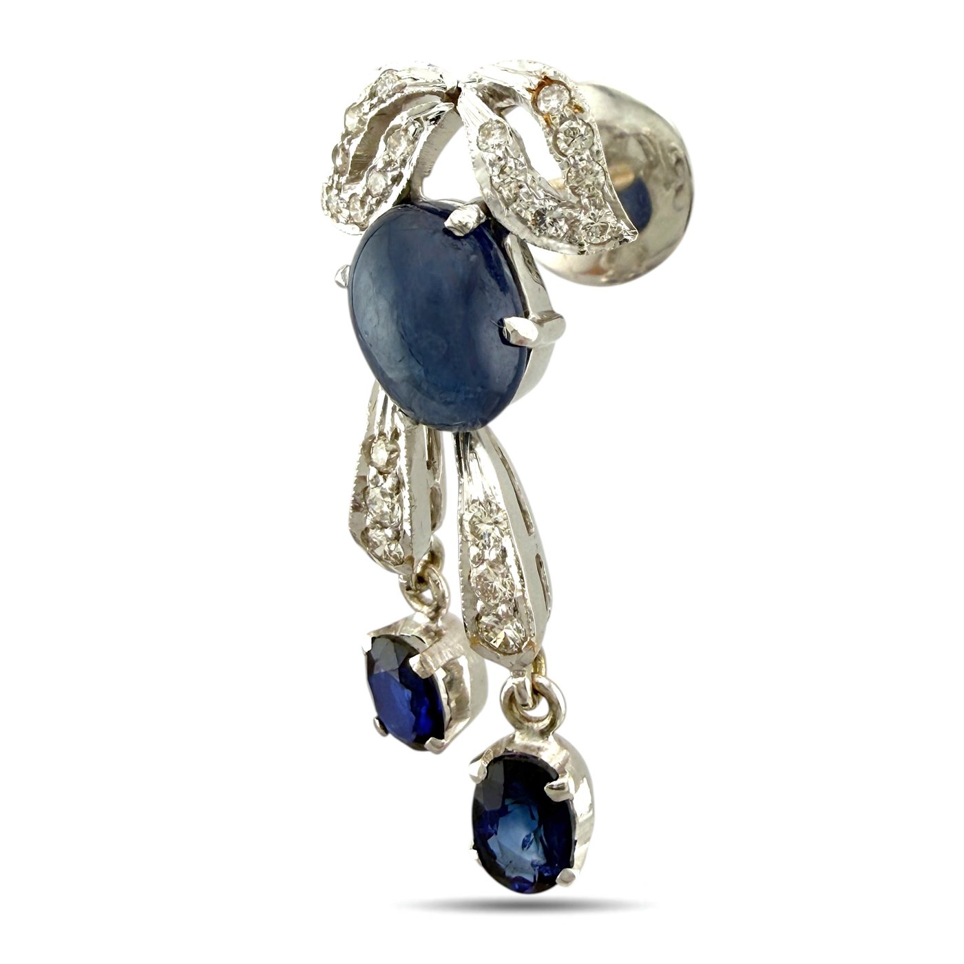 14K White Gold 9.20ct Sapphire and 1.90ct Diamond Necklace and Earring Set