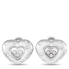 Chopard - Earrings - 18 kt. White gold, Happy Diamonds 18K White Gold 0.94 ct Diamond Heart Earrings