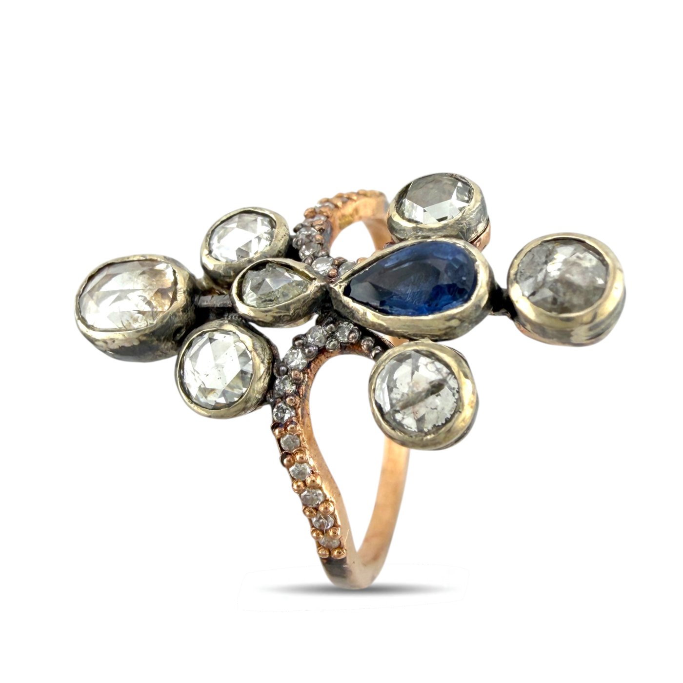Antique Imperial Russian 56K Rose Gold and 0.85ct Diamond Ring