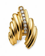 Large 18K Yellow Gold Ring with Diamonds