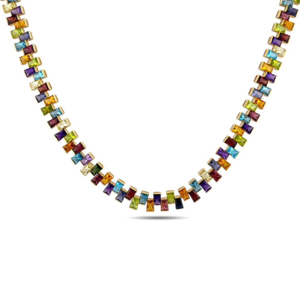 Rainbow 14K Yellow Gold 117.5ct Multi-Gemstone Necklace
