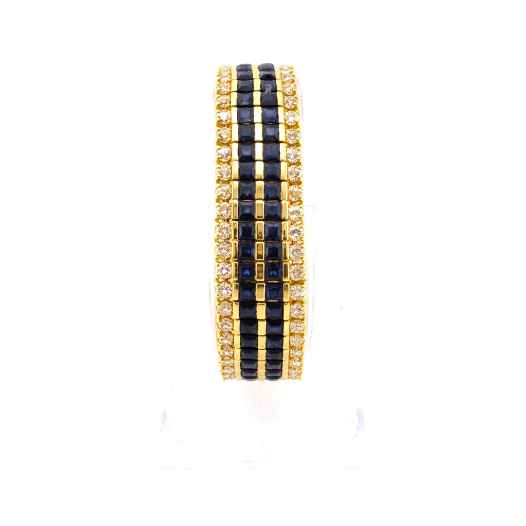 Art Deco 18K Yellow Gold 21ct Sapphire and 7.2ct Diamond Bracelet