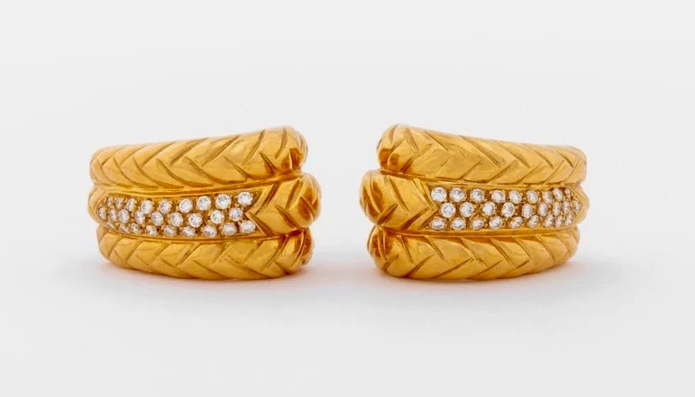 Vintage 18K Yellow Gold & 1.08ct Diamond Huggie Earrings