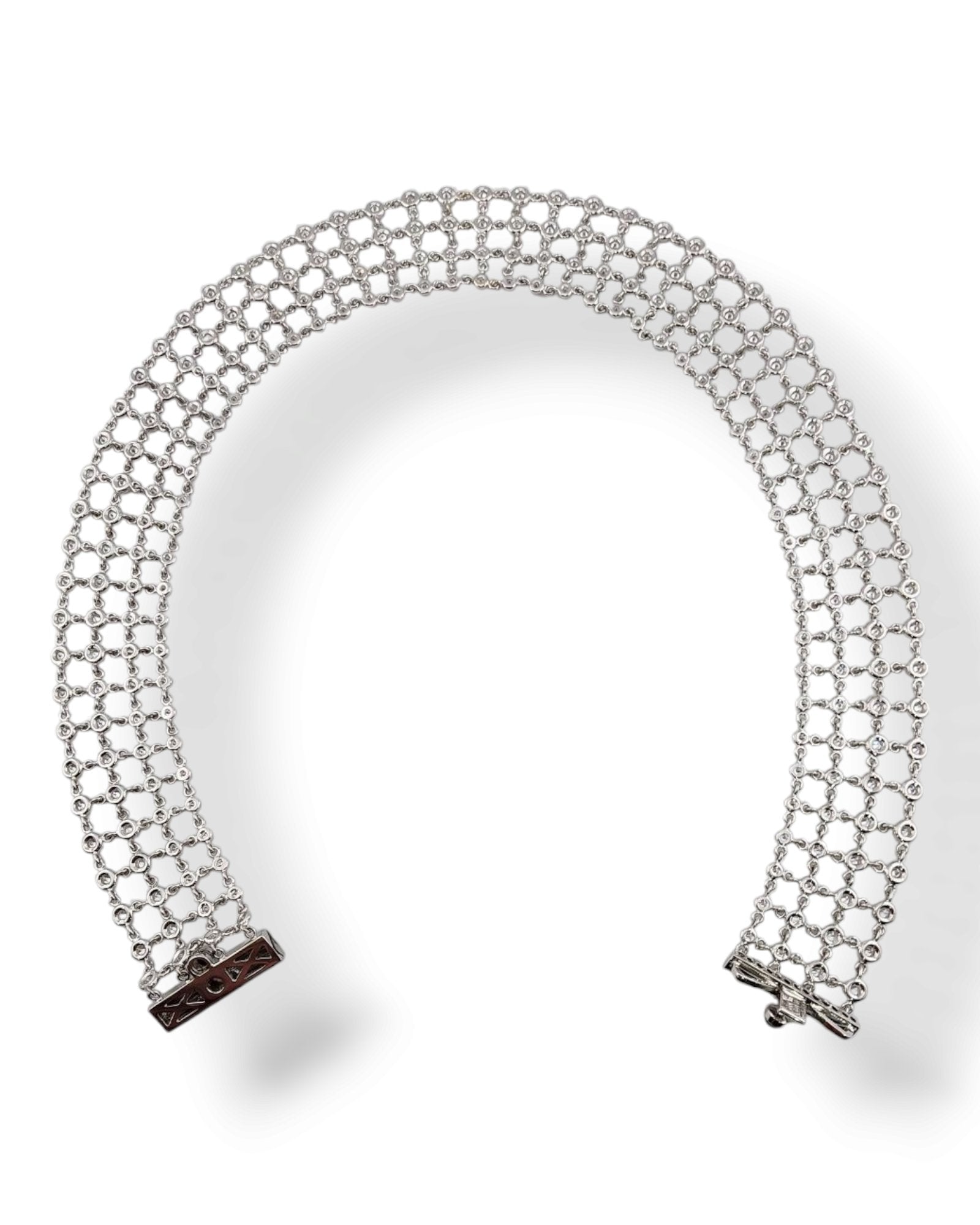 Robert Coin 18K White Gold and 9.0 Diamond Spider Web Design Necklace