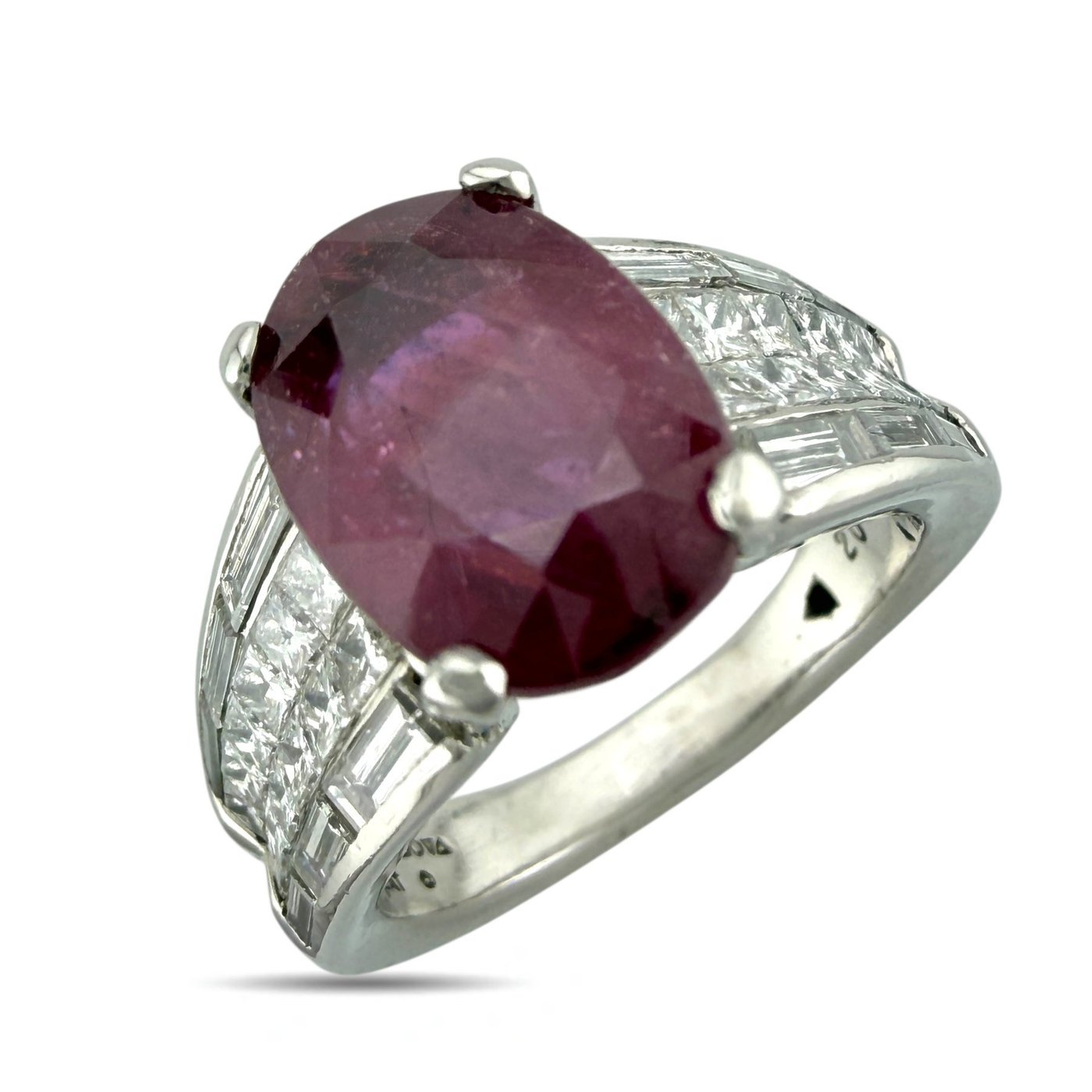 Platinum 3.5ct Ruby and 1.1ct Diamond Ring