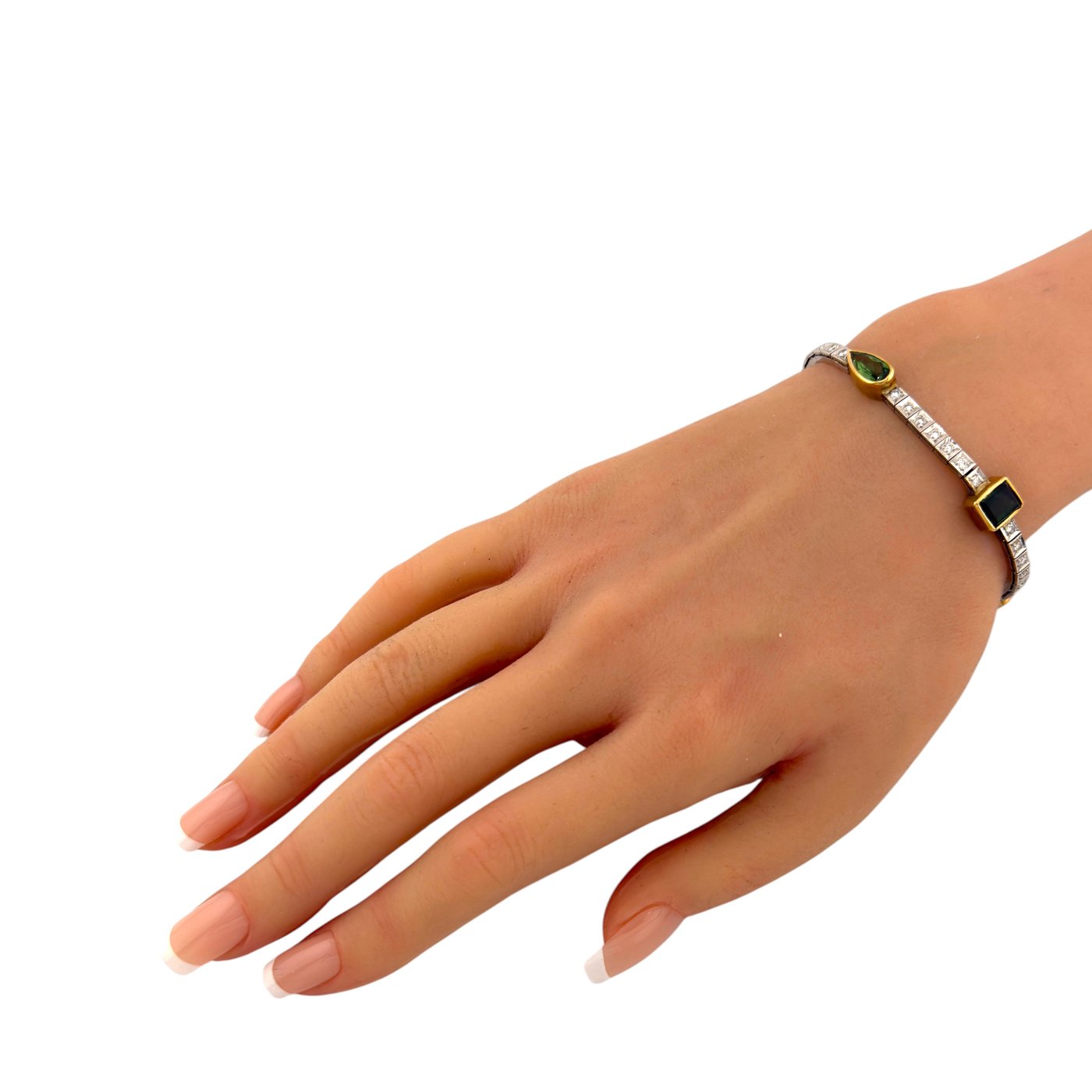 14K White Gold Peridot 1.80ct Diamond Bracelet