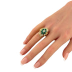 18K Yellow Gold 0.84ct Diamond and Emerald Cluster 2.64ct Ring
