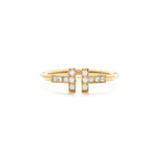 Tiffany & Co. 18k yellow gold diamond cross ring, straight-on view