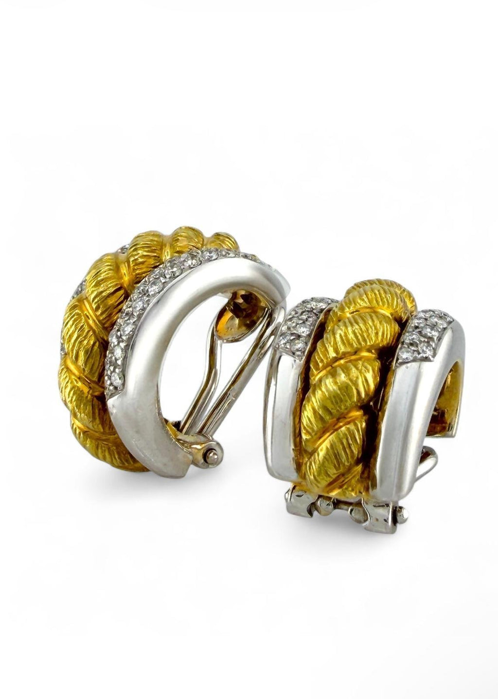 18K Yellow and White Gold 0.7ct Diamond Earrings