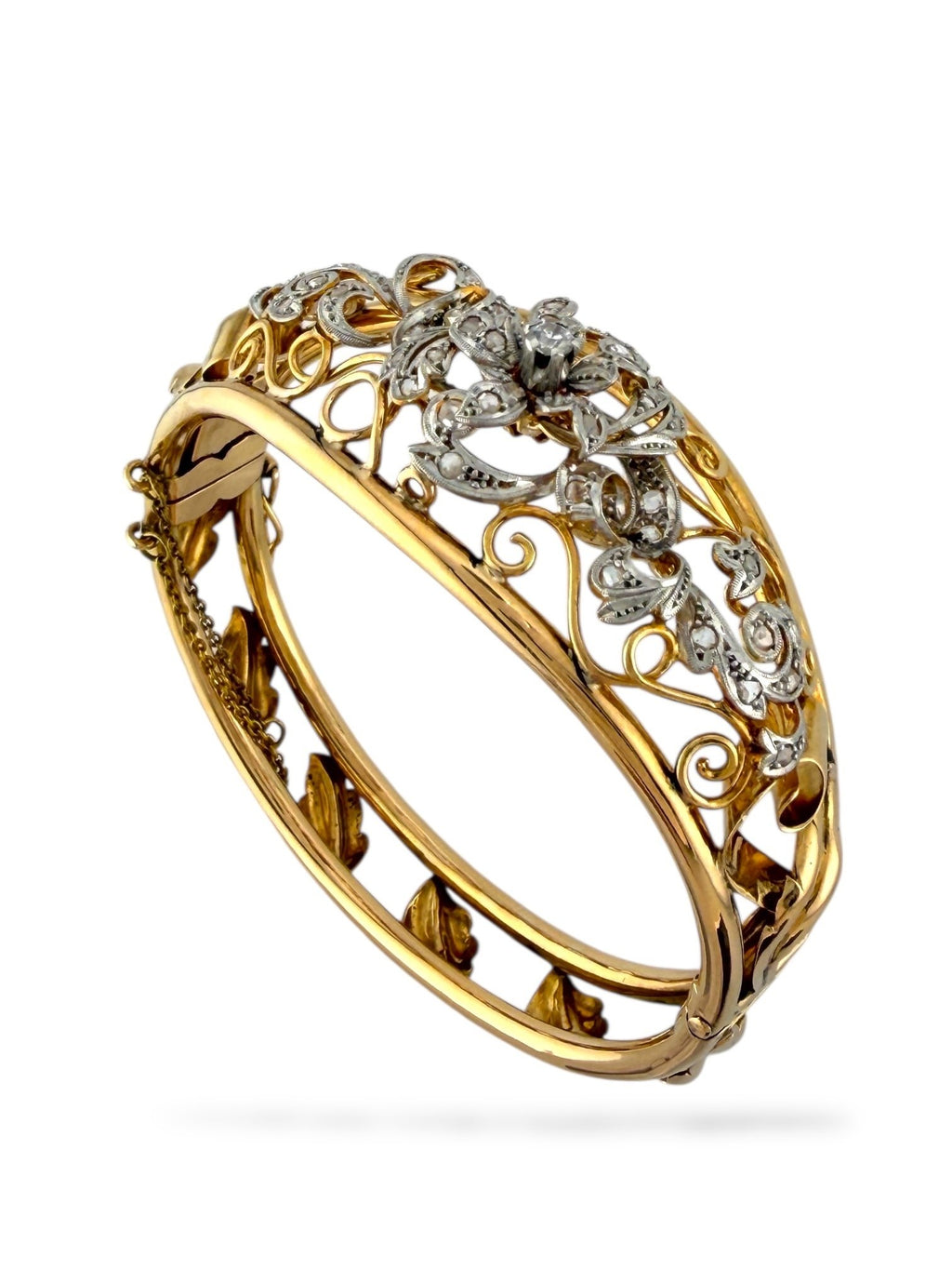 Antique Victorian 18K Yellow Gold and 1.01ct Diamond Bracelet