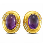 18K Yellow Gold 18.00ct Amethyst and 0.60ct Diamond Earrings