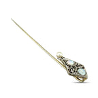 14K Yellow Gold Opal and Pearl Long Pin Brooch