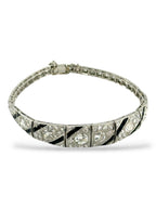 18K White Gold Art Deco 6ct Diamond Bracelet