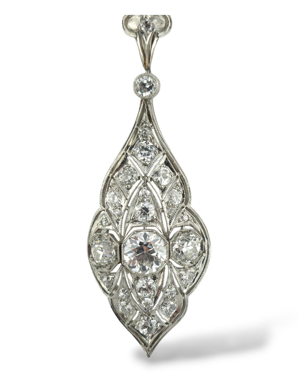 Antique White Gold and Platinum Necklace with Large Diamonds 2.34ct