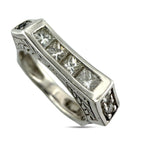 14K White Gold Square Sculptural 0.75ct Diamond Ring