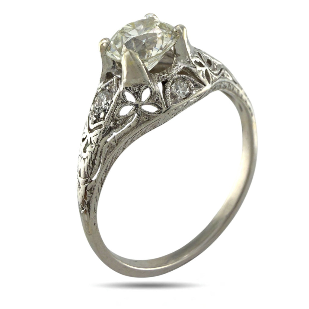 Sculpted Platinum 1.03ct Diamond Ring