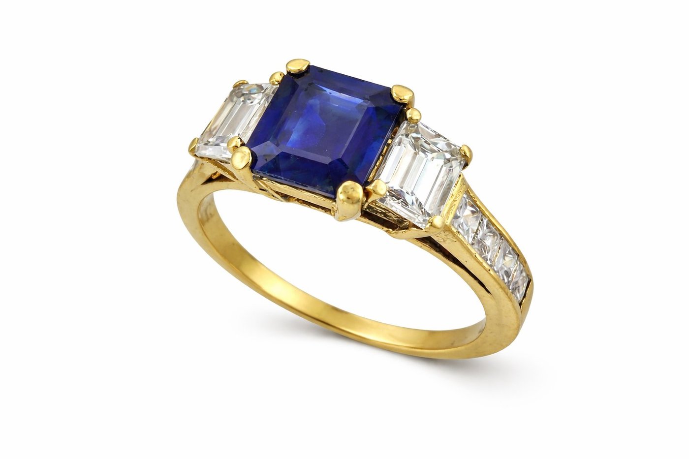 18K Yellow Gold 1.25ct Sapphire and 1.0ct Diamond Ring