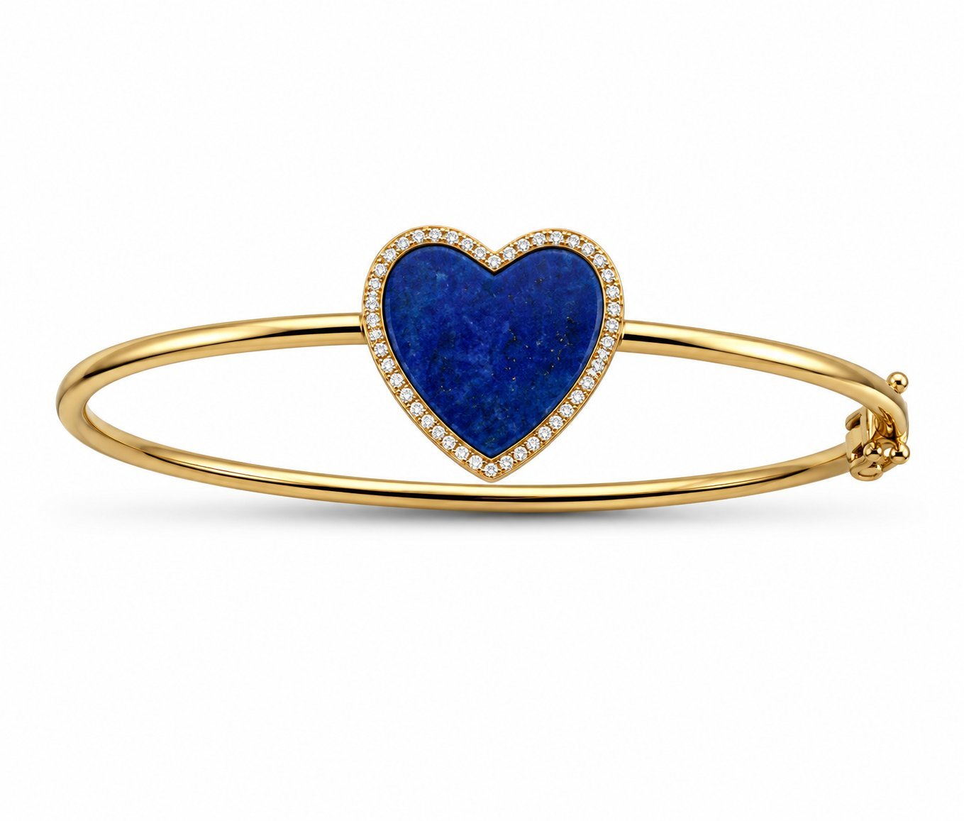 14K Rose Gold Lapis Lazuli Heart and 0.22ct Diamond Bracelet