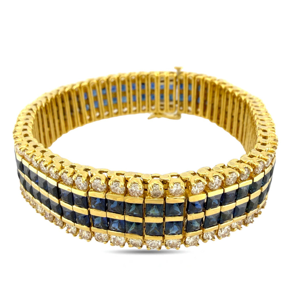 18K Yellow Gold 13.2ct Sapphire and 7.2ct Diamond Bracelet